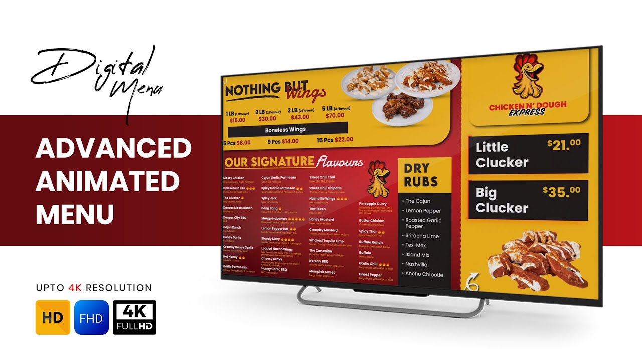 Restaurant Animated Menu | Advanced Digital Menu Board Animation (HD/4K)