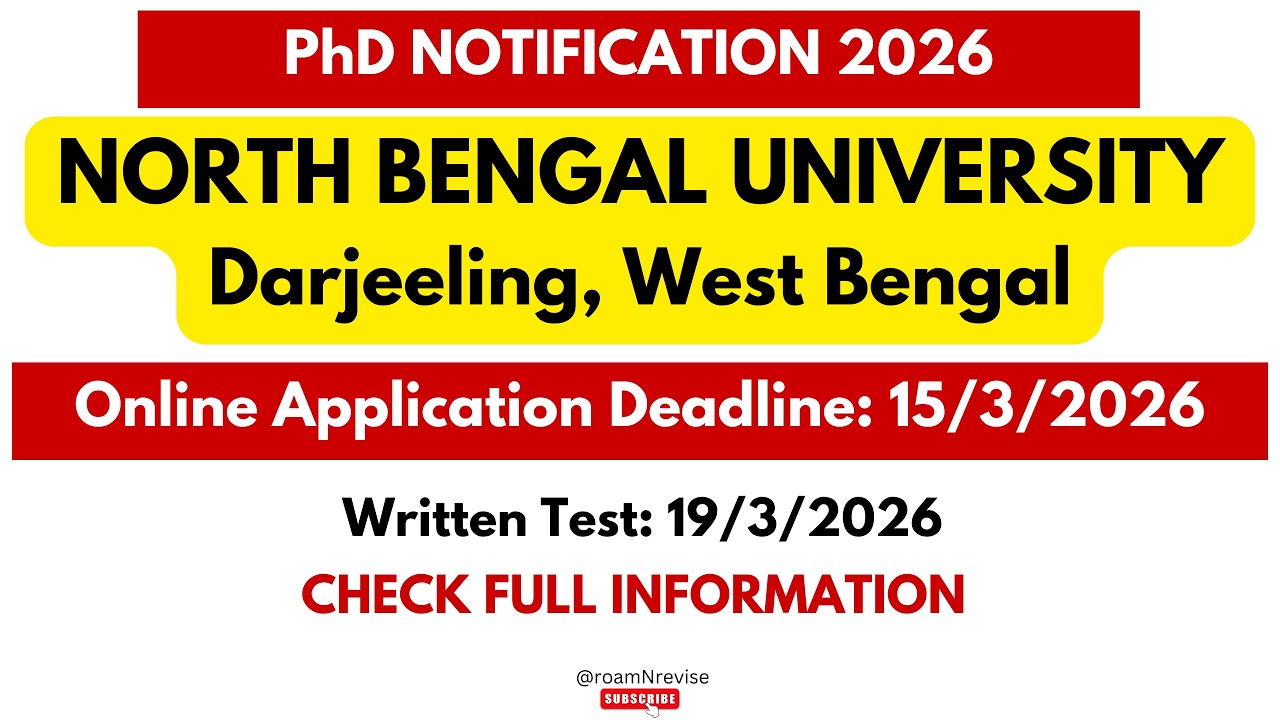 North Bengal University/ PhD Admission 2026/ State University/ Darjeeling, West Bengal/ NET/ SET/