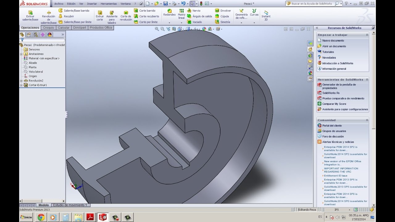 Polea de banda plana en Solidworks 2013