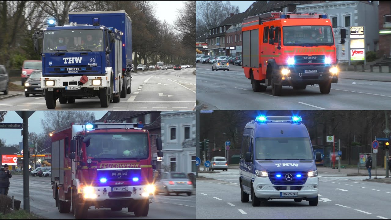 [Starkes Unwetter über Hamburg!] Einsatzfahrten Feuerwehr und THW Hamburg