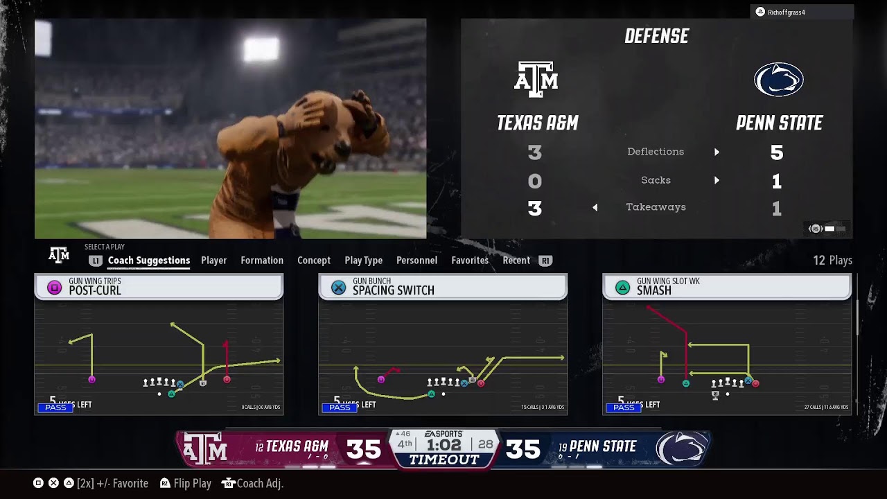 Kingz League Y3 12 Texas A & M @ 19 Penn State