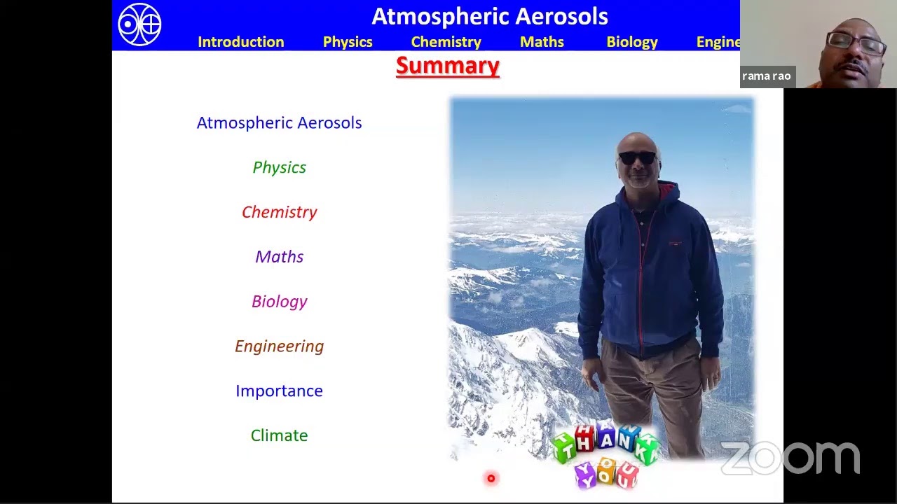 Webinar on  Atmospheric Aerosols by Prof. S. Ramchandran from PRL Ahemedabad Hosted by Dr. P R Sinha