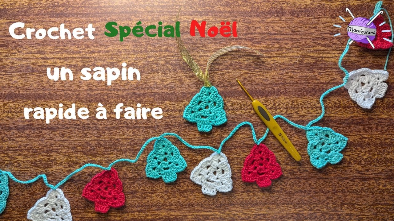 #29 CROCHET Débutant FR : tutoriel décoration de Noël - un sapin rapide à faire