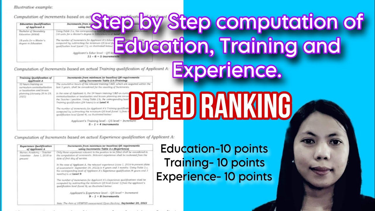 HOW TO COMPUTE EDUCATION, TRAINING AND EXPERIENCE POINTS IN DEPED RANKING?