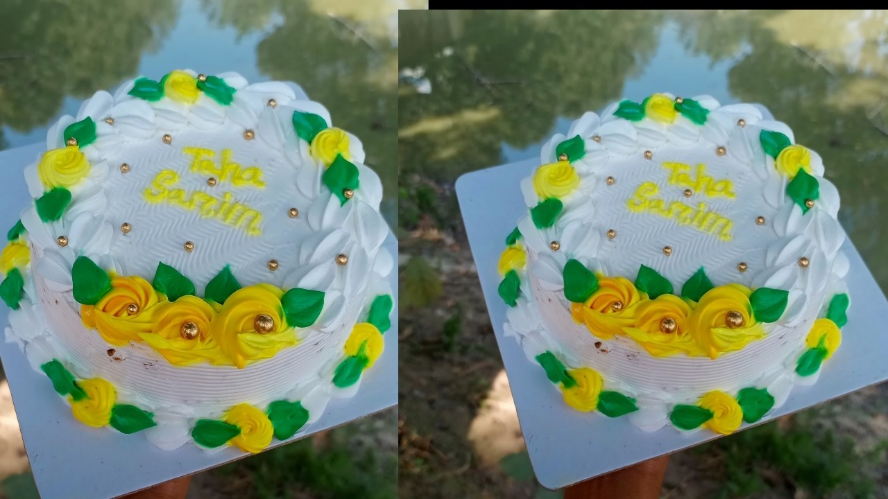 এক পাউন্ড ভ্যানিলা কেক ডেকোরেশন