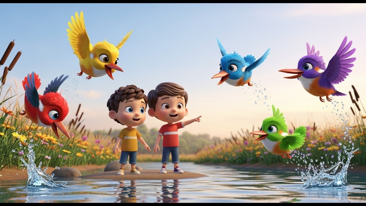 Cinco Pequeños Martines Pescadores Flash | Rimas Infantiles y Canciones de Pájaros