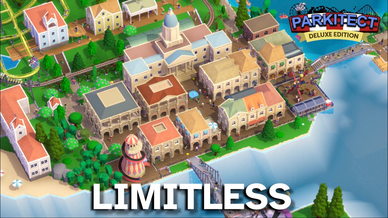 Я построил тематический парк на необитаемом острове в программе Parkitect.