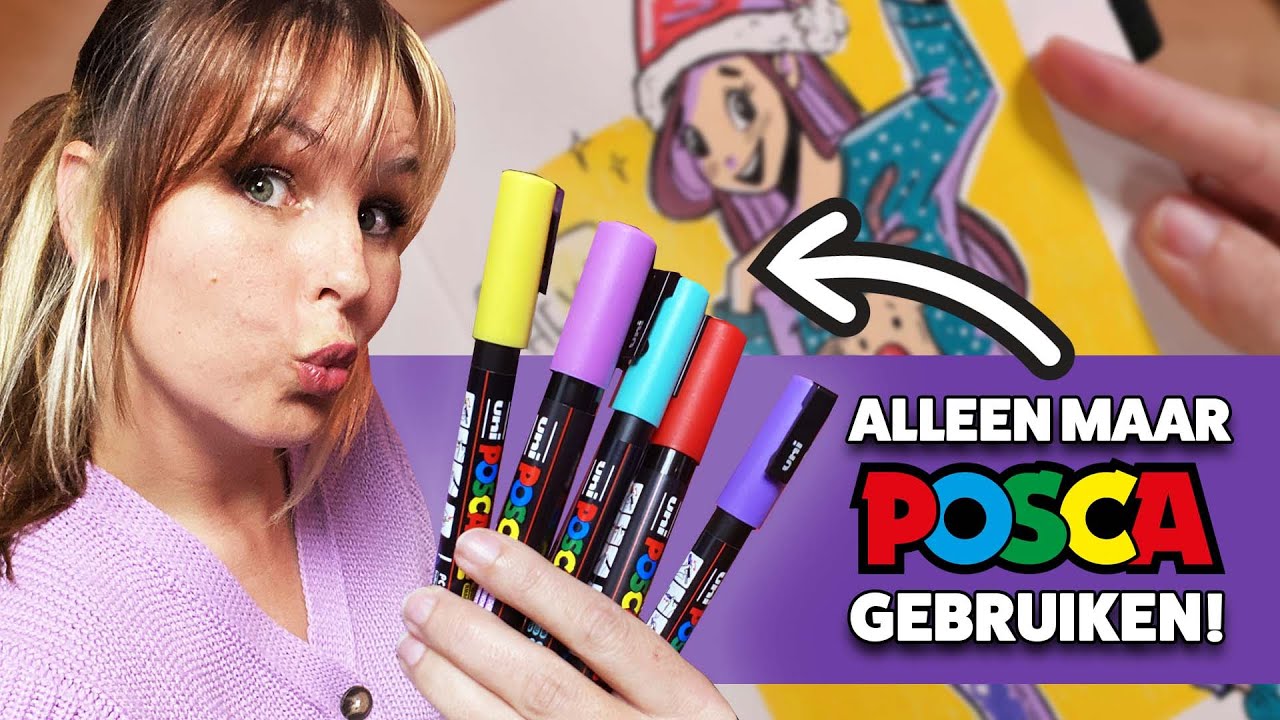TEKENEN MET ALLEEN MAAR VERFSTIFTEN?! - Posca Markers uitproberen