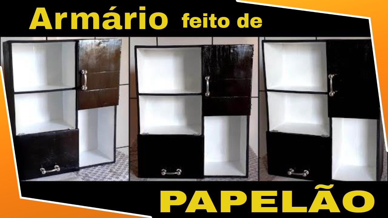 MÓVEIS DE PAPELÃO COMO FAZER Amario de papelão pra cozinha com porta papel toalha faça fácil papelão