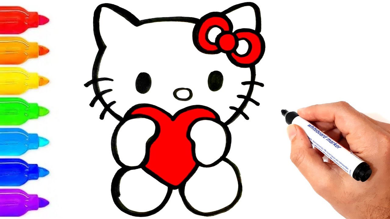 Hello Kitty &Ccedil;iz Ve Boya | Kolay Resim &Ccedil;izme ve Boyama | Kolay &Ccedil;izimler