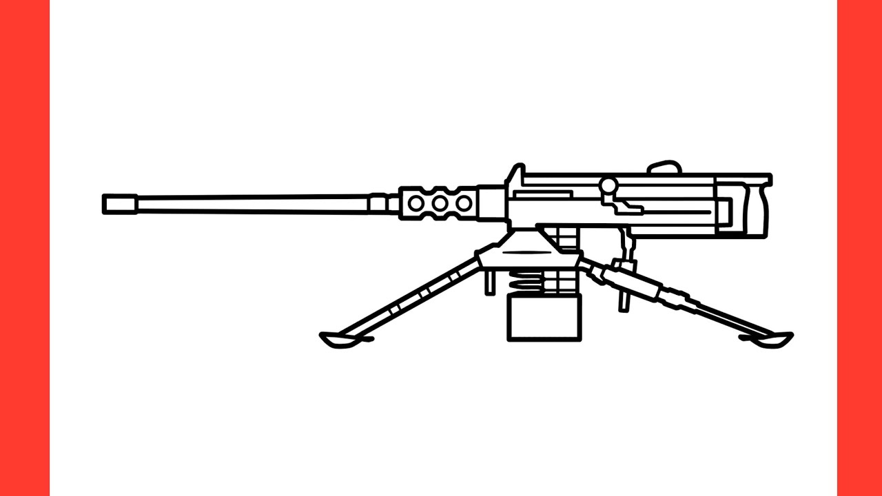 How to draw a M2 BROWNING machine gun / drawing m2hb step by step