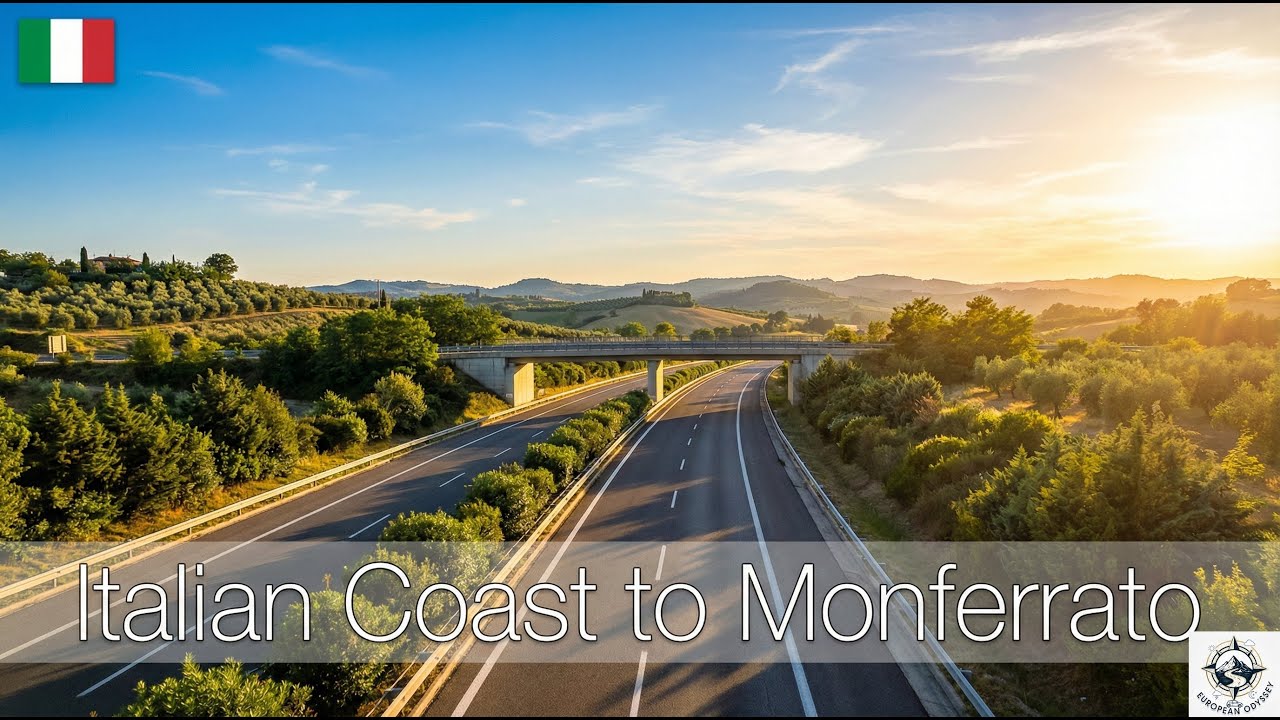 Liguria 4K | Varazze to Belforte Monferrato | Relaxing Winter Drive