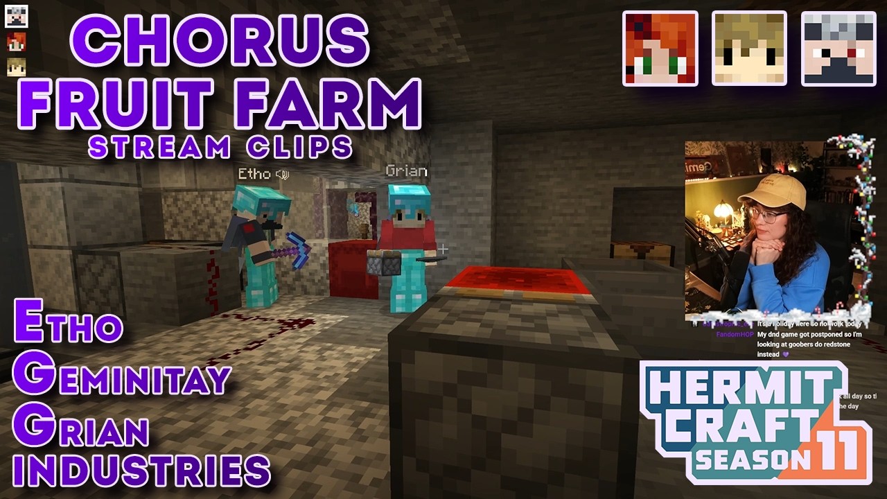 E.G.G. Industries Create a Chorus Fruit Farm | Stream Clips | Hermitcraft Season 11
