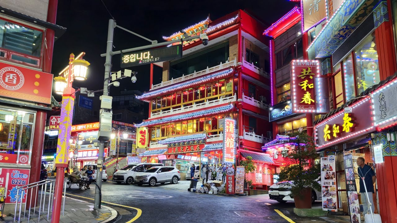 Relaxing Night Walk in Incheon, Chinatown, Japanese Street | 4K Ambience Sleep Work Stress