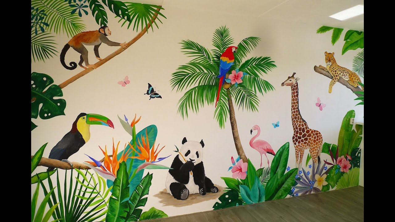 Jungle muurschildering kinderkamer