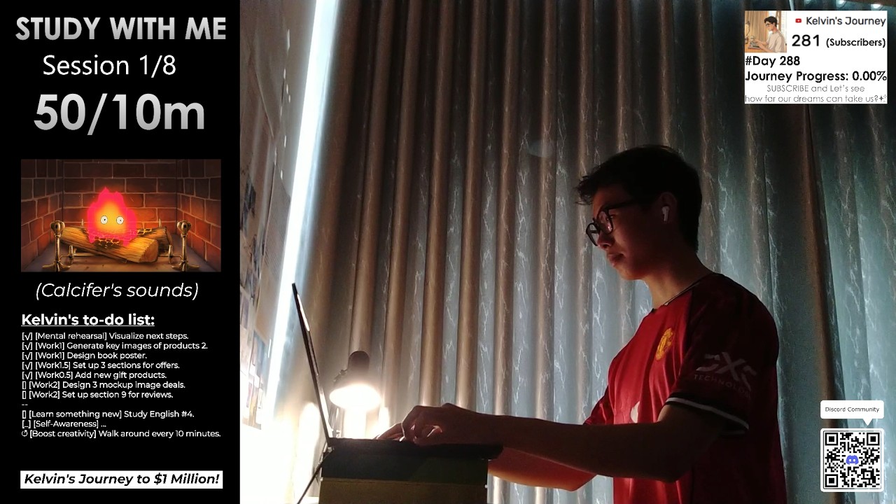 #Day288 Study with me |🍅 8 hours live pomodoro 50/10m🔥Kelvin's Journey to $1Million💰