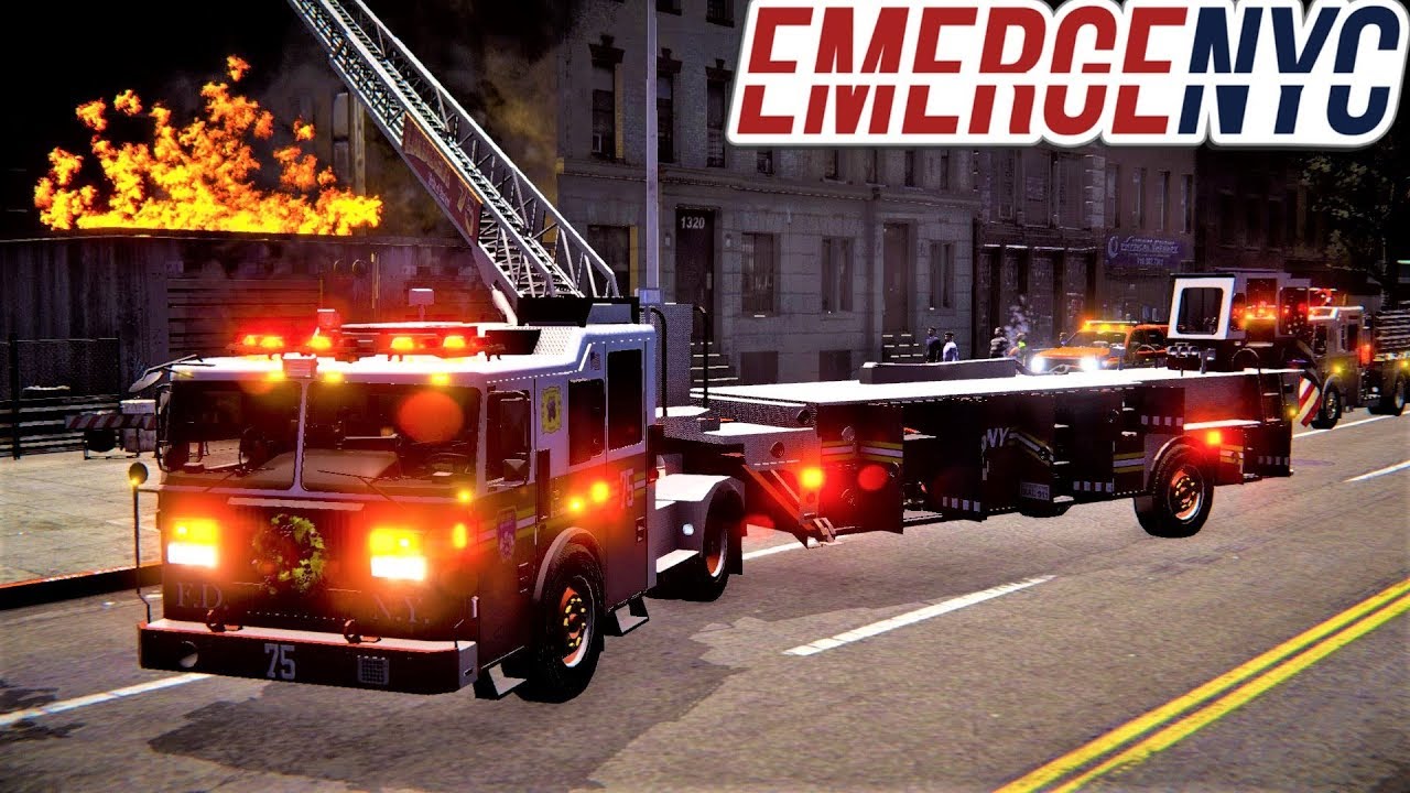 EmergeNYC Tiller Ladder 75 Drifting While Responding To A Fire In A Detached Garage