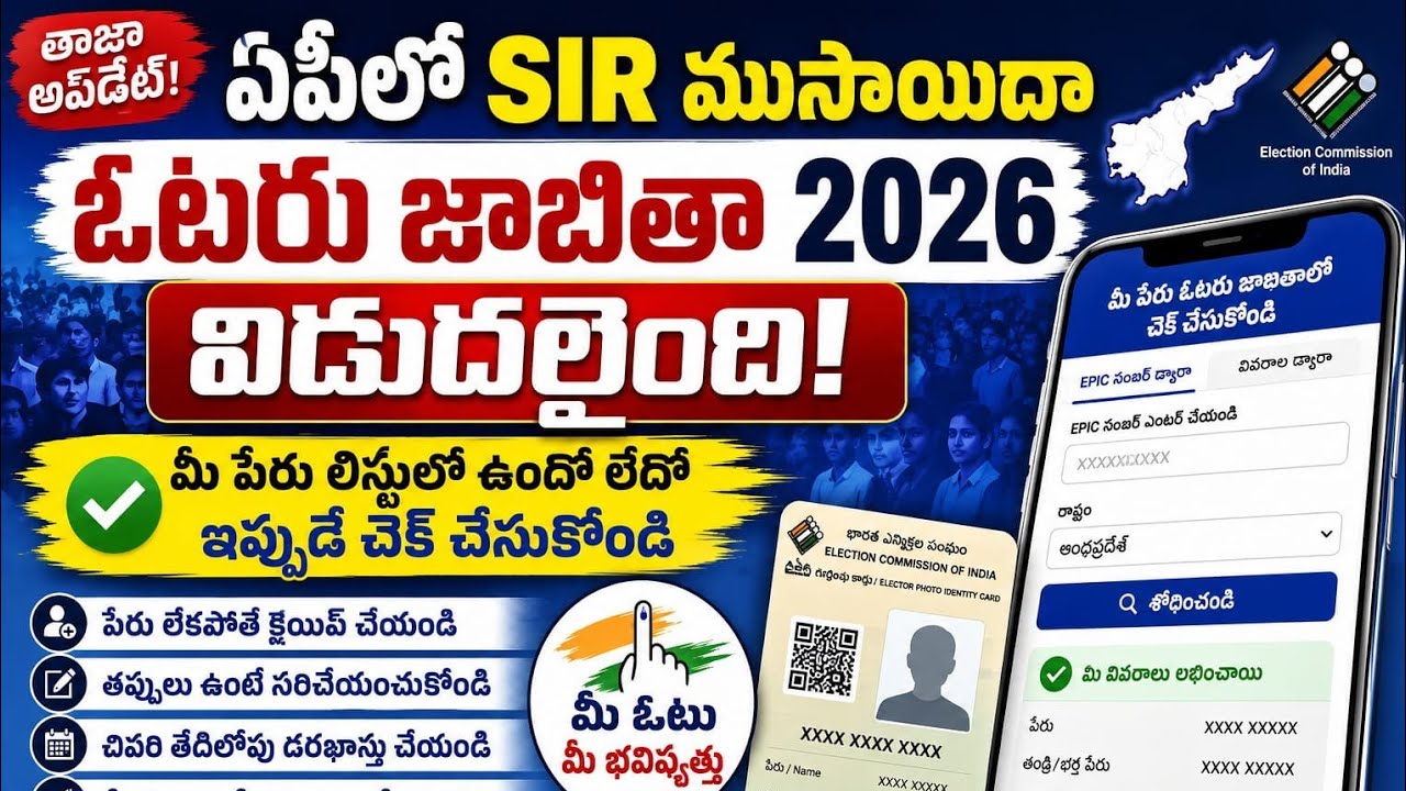 AP SIR Draft Voter List 2026 Released | Check Your Name Online | Andhra Pradesh Electoral Roll 2026