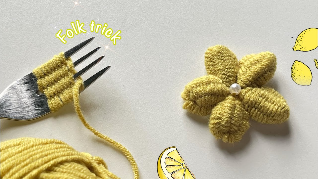 So Easy! I Make Beautiful Woolen Flower With Folk || Embroidery Trick