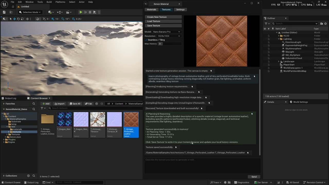 XenonMaterial: AI-Powered Substrate Material Generation for Unreal Engine 5.7+