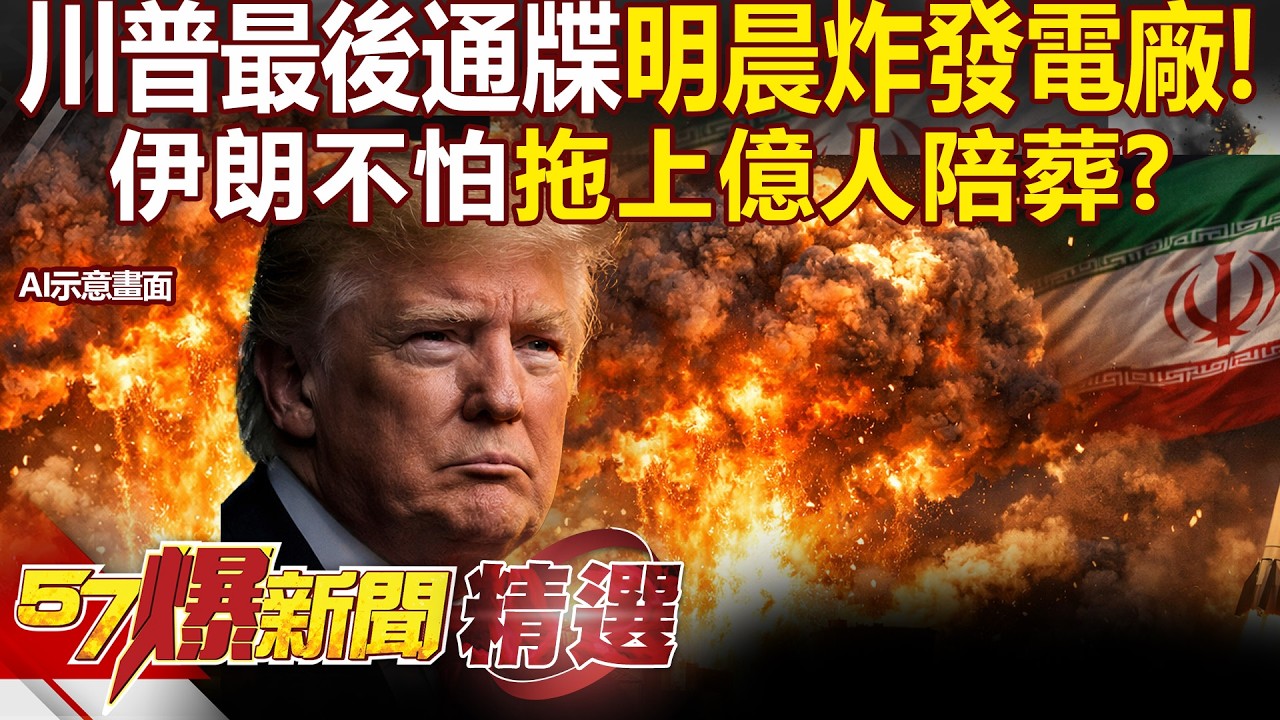 川普再下最後通牒「明晨炸伊朗發電廠」！？伊朗沒在怕「拖中東上億人陪葬」嗆攻擊海水淡化廠！？ - 徐俊相【57爆新聞 精選】@57BreakingNews
