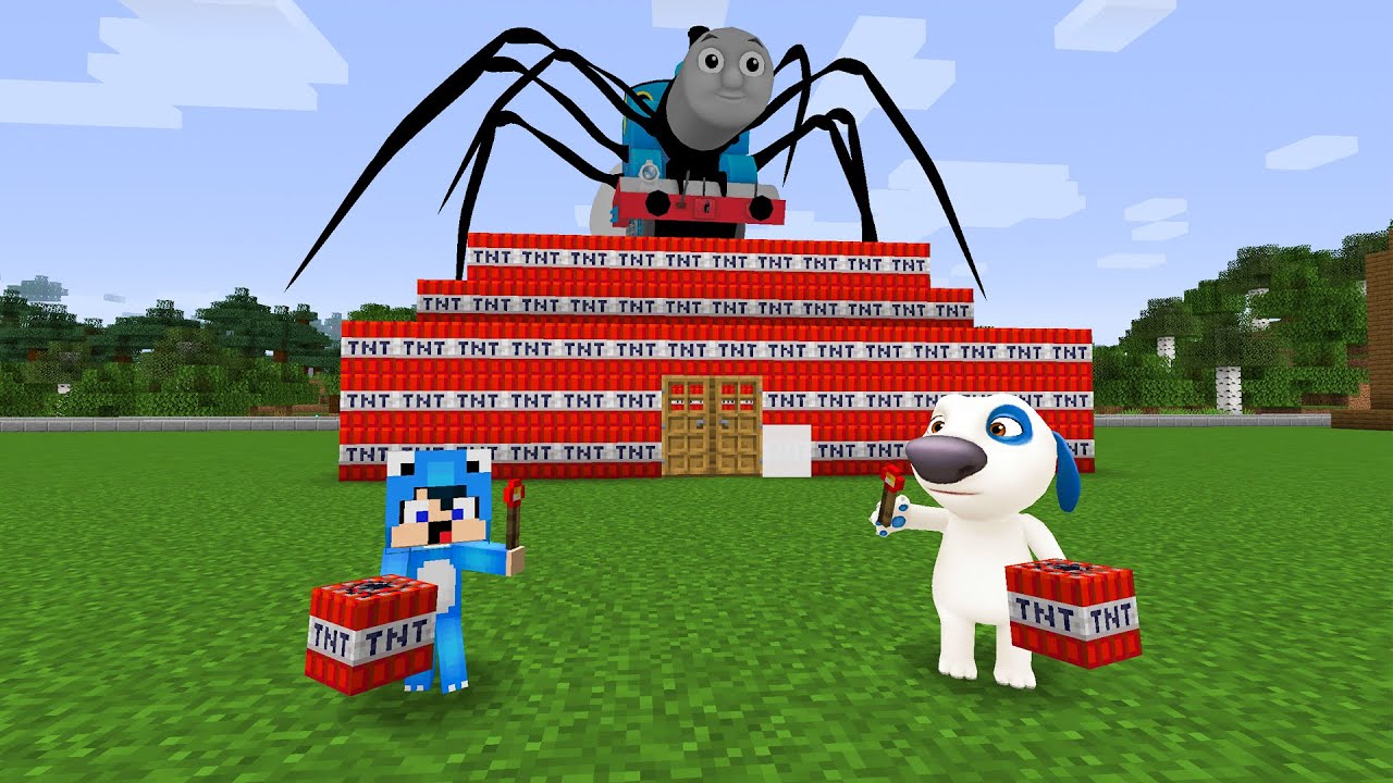 ماين كرافت البقاء على قيد الحياة من القطار توماس الشرير 😨