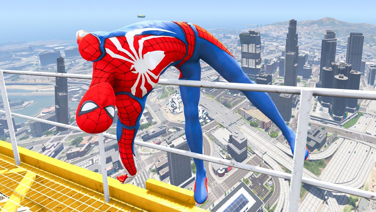 SPIDERMAN CRAZY JUMPS/FALLS #1 (GTA 5 Spider-Man Fails)