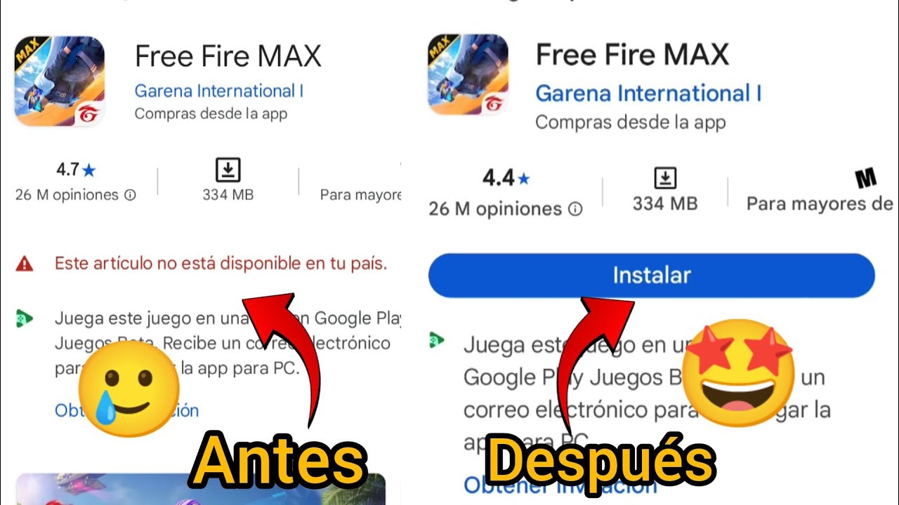 Solucion Free fire Max no disponible en tu país