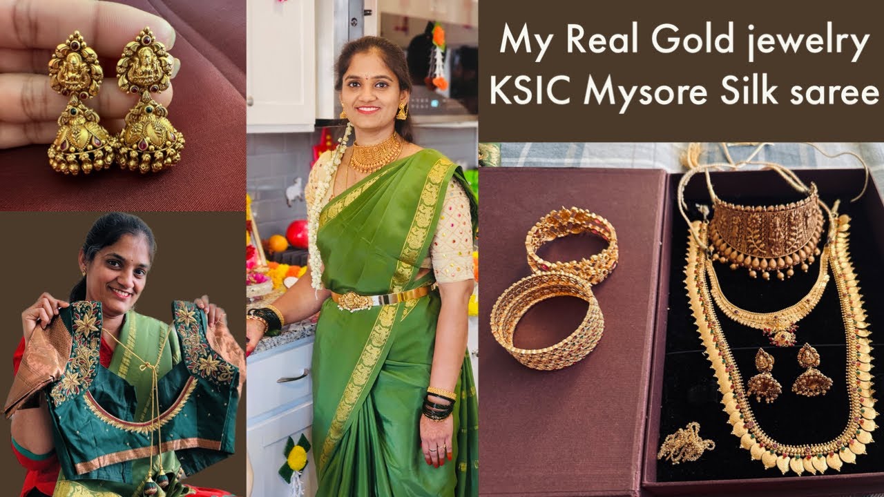 ಗೃಹ ಪ್ರವೇಶದಲ್ಲಿ ಧರಿಸಿದ  ಮೈಸೂರ್ ಸಿಲ್ಕ್ ಸೀರೆ & ಒಡವೆ | Gold & Mysore Silk Saree | #kannadavlogsfromusa