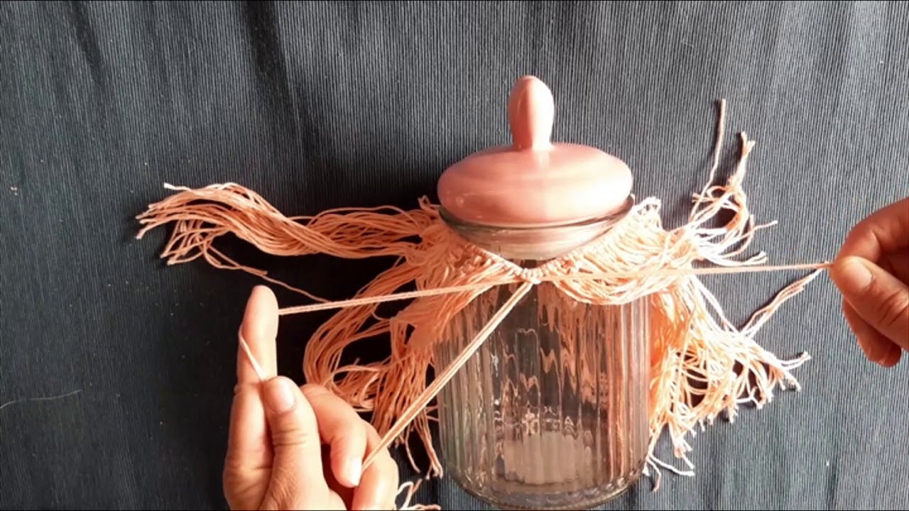 Basteln mit Wolle, Glas dekorieren