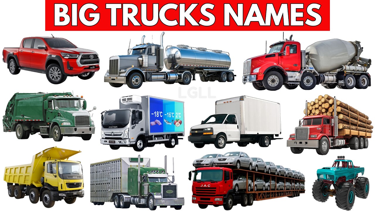 🚚 Названия транспортных средств | Большие грузовики для детей | Изучаем звуки, названия и назначе...