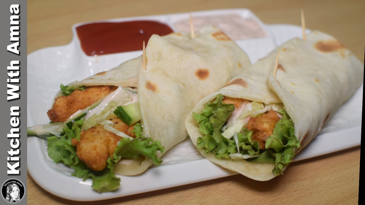 Zinger Roll With Tortilla Bread - Homemade Chicken Zinger Roll Recipe - Kitchen With Amna