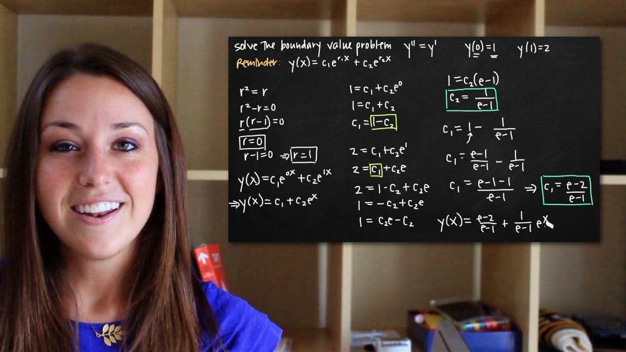 Boundary value problem, second-order homogeneous differential equation, distinct real roots
