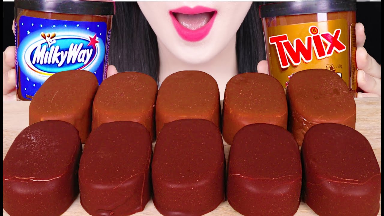 ASMR TWIX, MILKYWAY, DARK CHOCOLATE, MILK CHOCOLATE ICE CREAM 트윅스, 밀키웨이 초콜릿 아이스크림 먹방 JANE ASMR 제인
