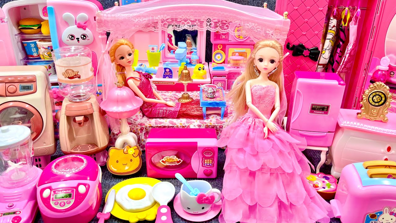 13 Minutes Satisfying with Unboxing Barbie Princess Bed & Bedroom Collection Toys Review｜ASMR