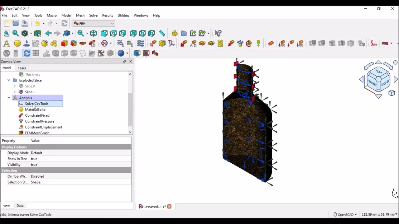 Free Cad FEM Bottle (Structural): 08
