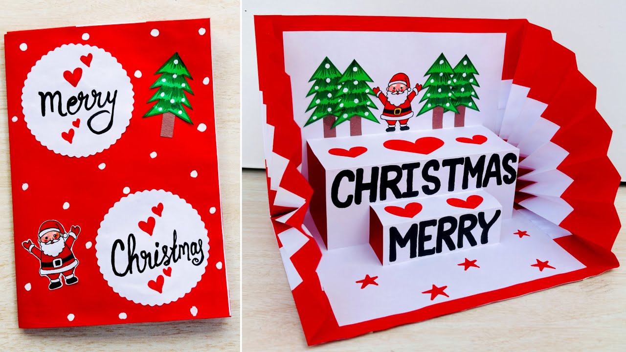 Christmas pop-up card // Merry Christmas greeting card making // Christmas card handmade