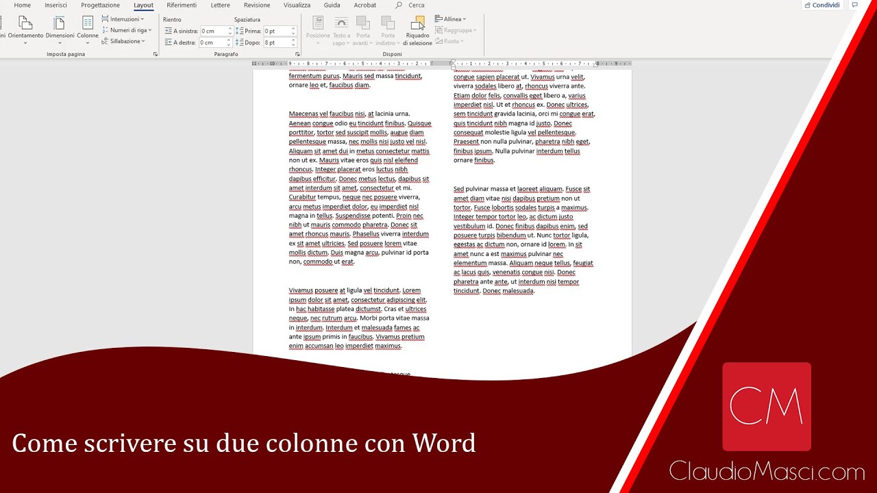 Come scrivere su due colonne con Word