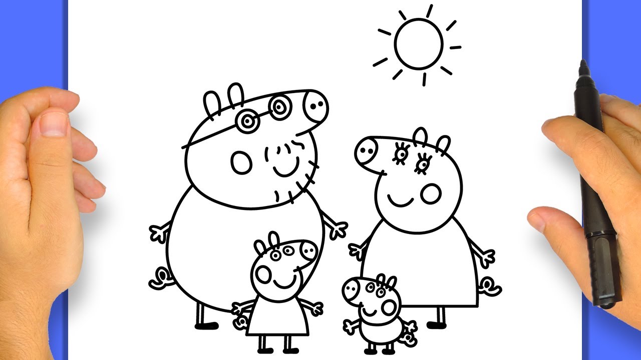 Cómo Dibujar a Toda la Familia de Peppa Pig | Papá Pig | George Pig | Mamá Pig