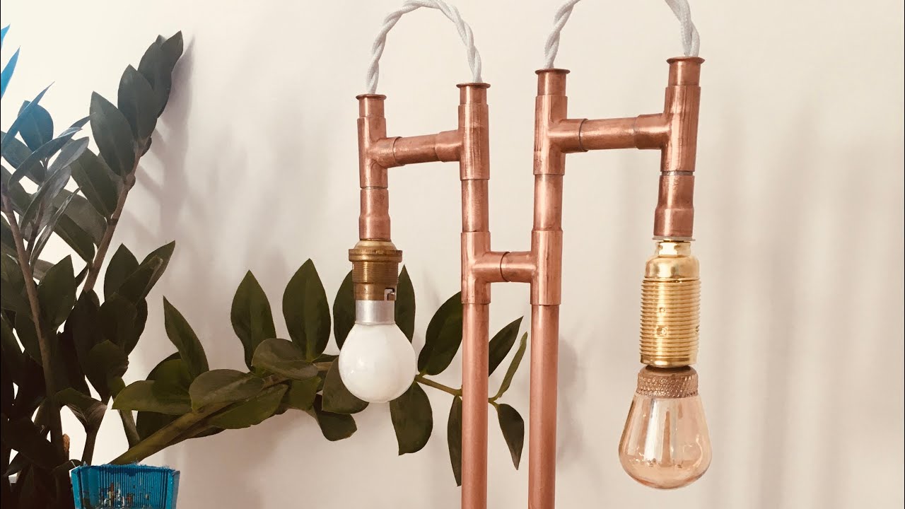 Fabrication d'une lampe de bureau en cuivre et ciment DIY/ Cooper and cement desk lamp.