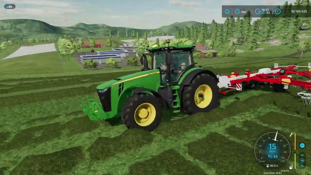Farming Simulator 22 - John Deere 8R Series, prepare grass, how to make bale