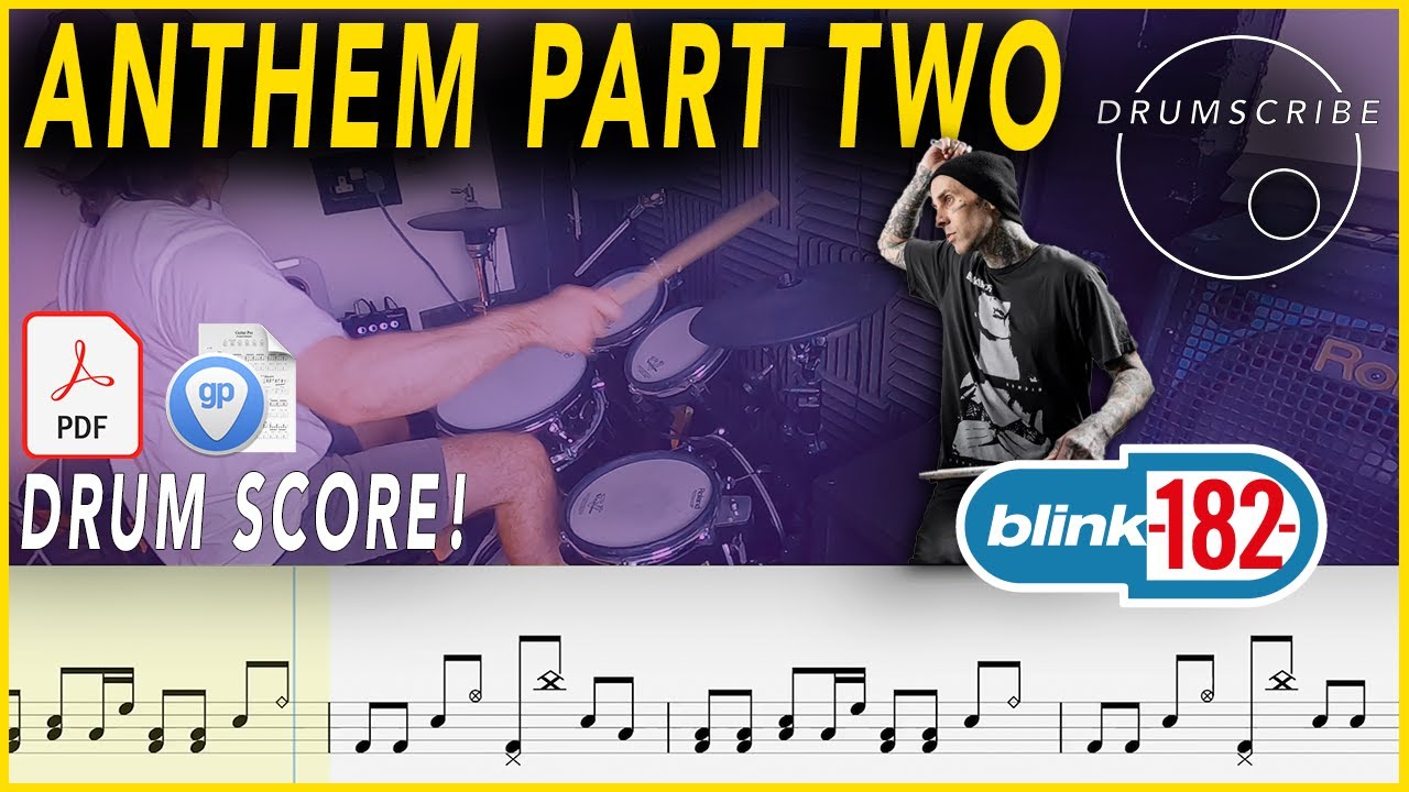 Anthem Part Two - Blink-182 | DRUM SCORE Sheet Music | #119 DRUMSCRIBE