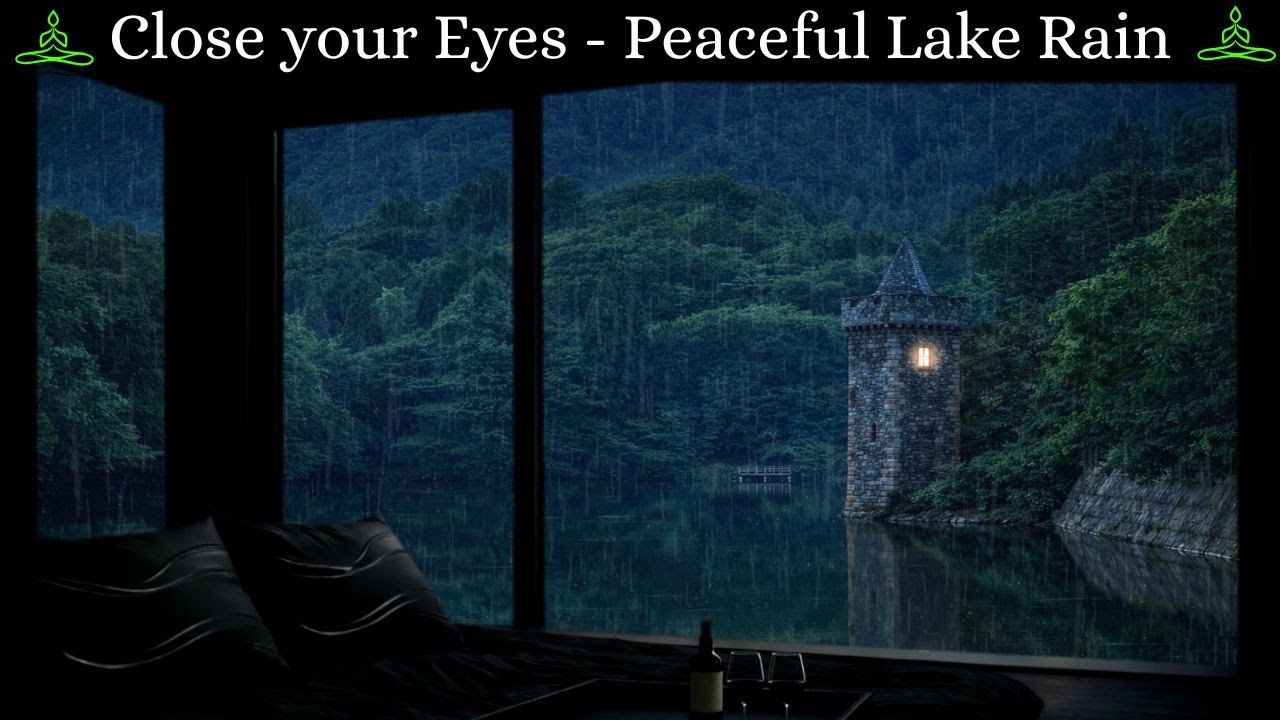 Soothing Rain Sounds in a Dark Bedroom 🌧️ | Peaceful Lake Rain Ambience for Deep Sleep & Relaxation