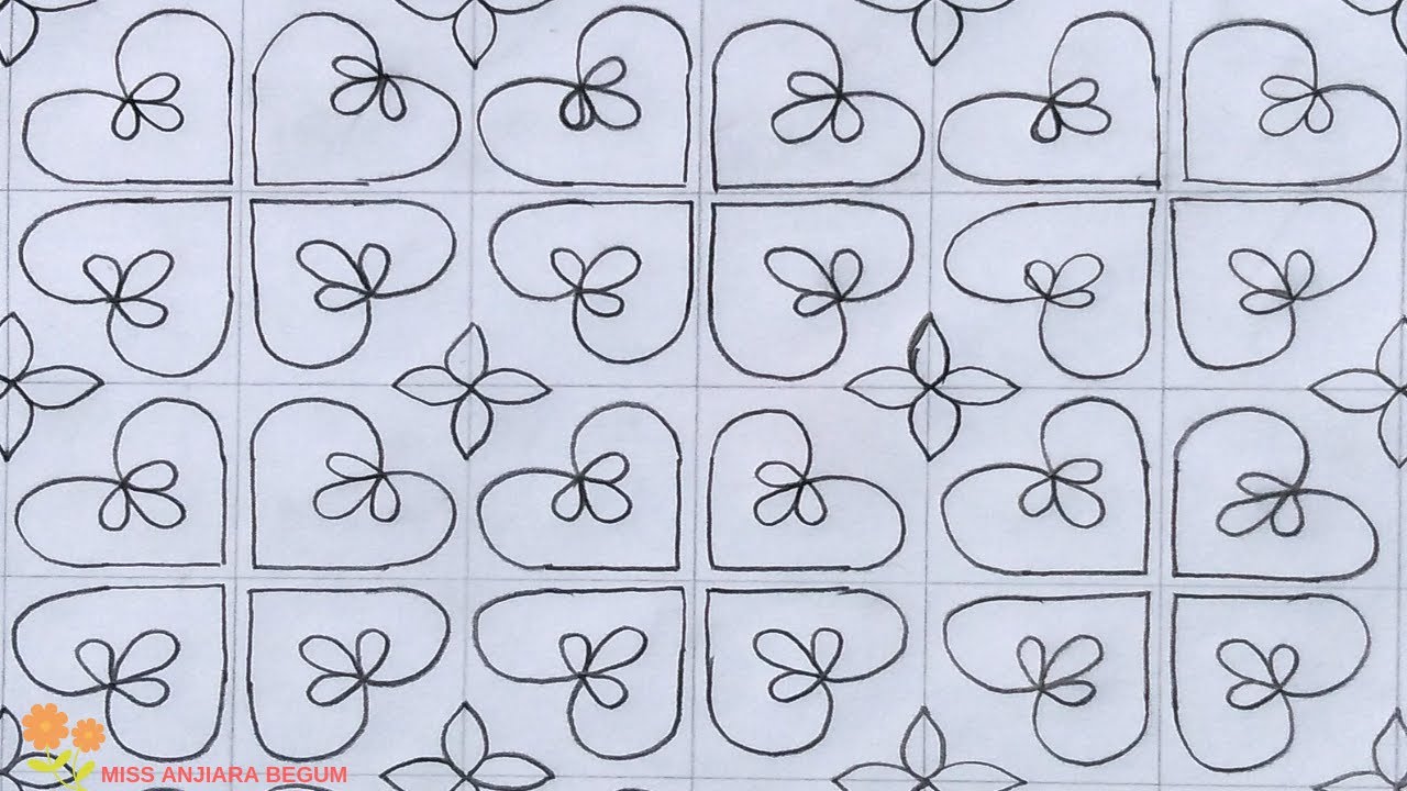 Simple Nakshi kantha design-111,How to draw Nokshi katha ,নকশী কাথার ডিজাইন, नोक्षी कथा डिजाइन