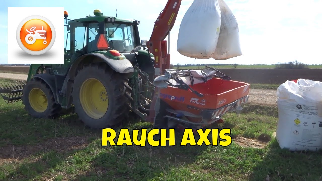 Rauch Axis-M 30.2 W fertilizer spreader loading with integrated crane