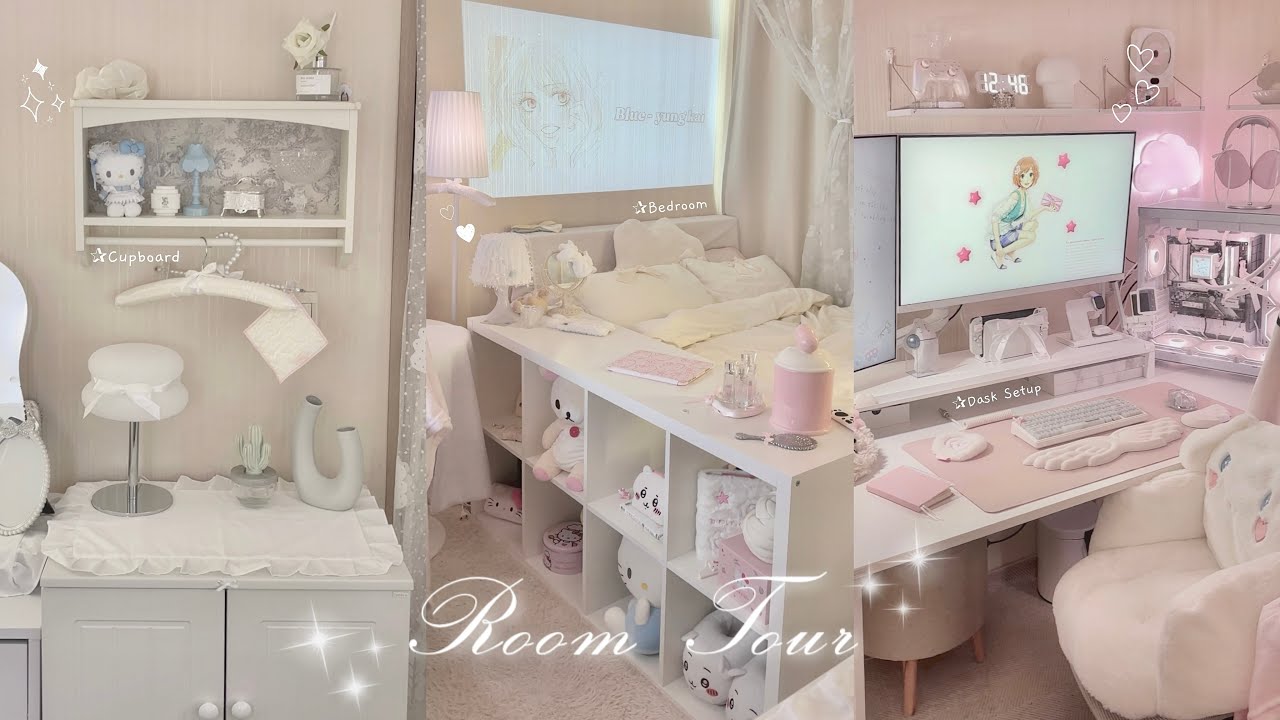 [SUB]🤍Room Tour⋆˚｡⋆🩰˚ㅣ2평 작은방 인테리어ㅣ핑크&화이트 인테리어ㅣ핀터레스트 무드의 방 구경하기🎀
