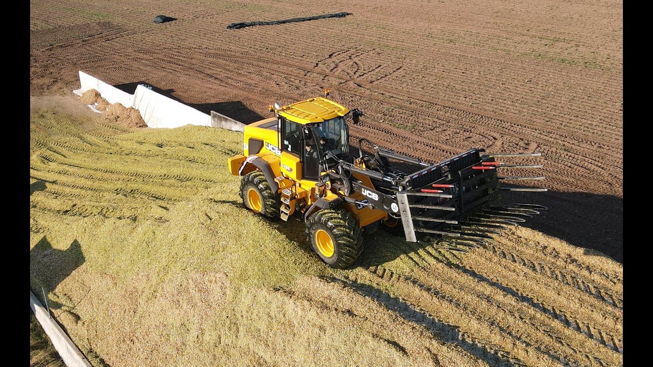 JCB 435S AGRI am Mais schieben || JUST Silage Klappgabel || Schubkraft!