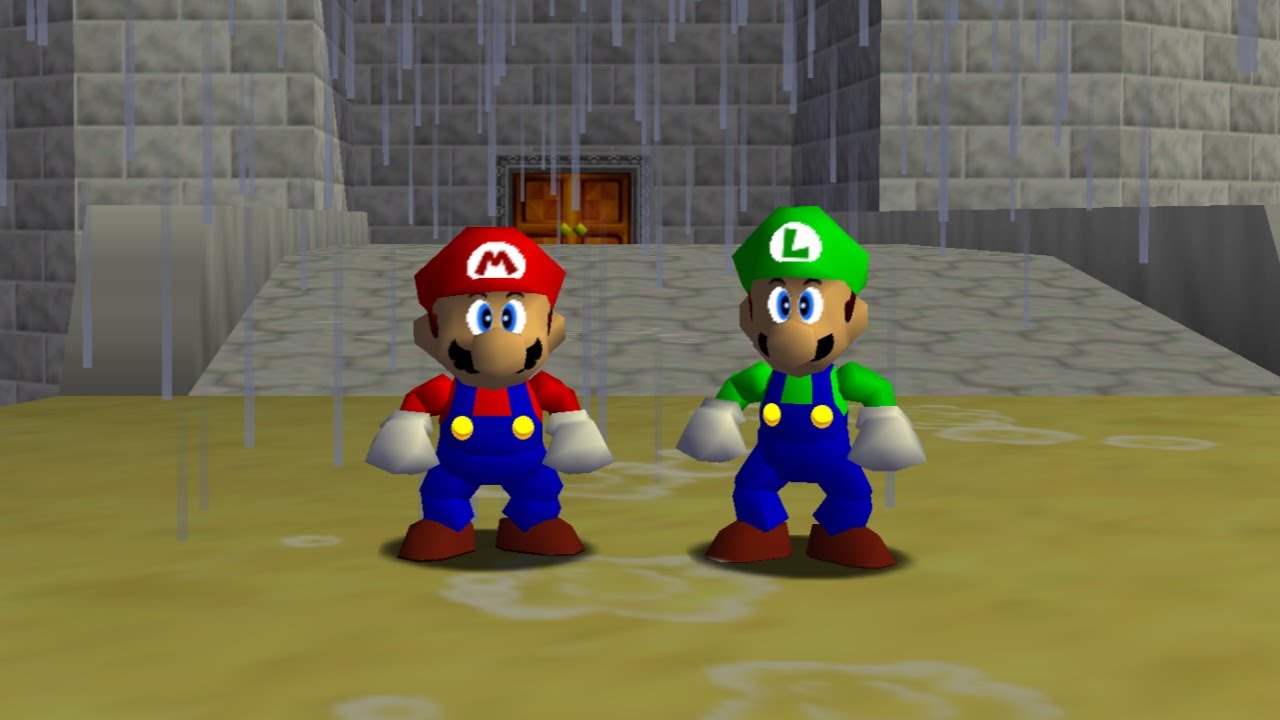 Mario and Luigi in Super Mario 64 with Rain - Full Game Walkthrough