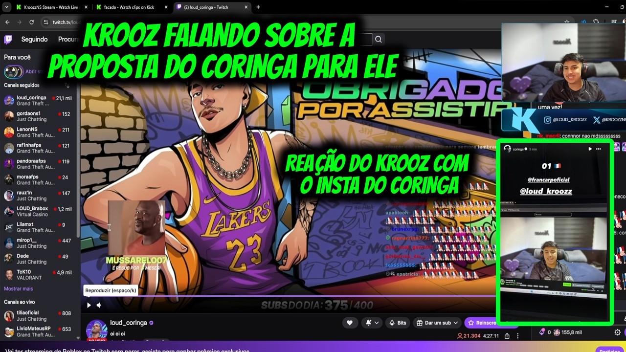 KROOZ FALANDO SOBRE A PROPOSTA DO CORINGA PARA ELE