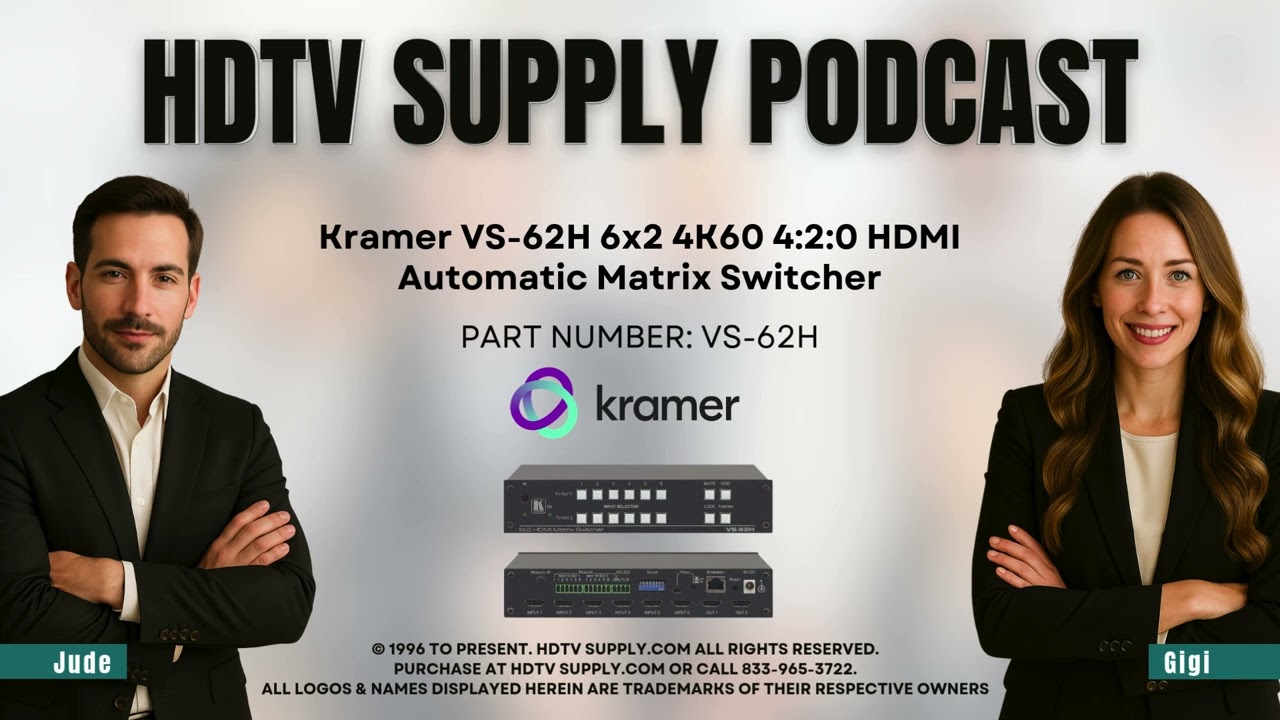 Kramer VS-62H 6x2 4K60 4:2:0 HDMI Automatic Matrix Switcher